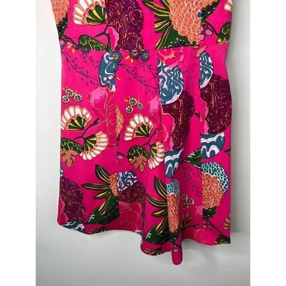 Fitzroy & Willa Floral Print Sleeveless Mini A-Line Dress Pink Women's Sz Medium - Picture 6 of 8